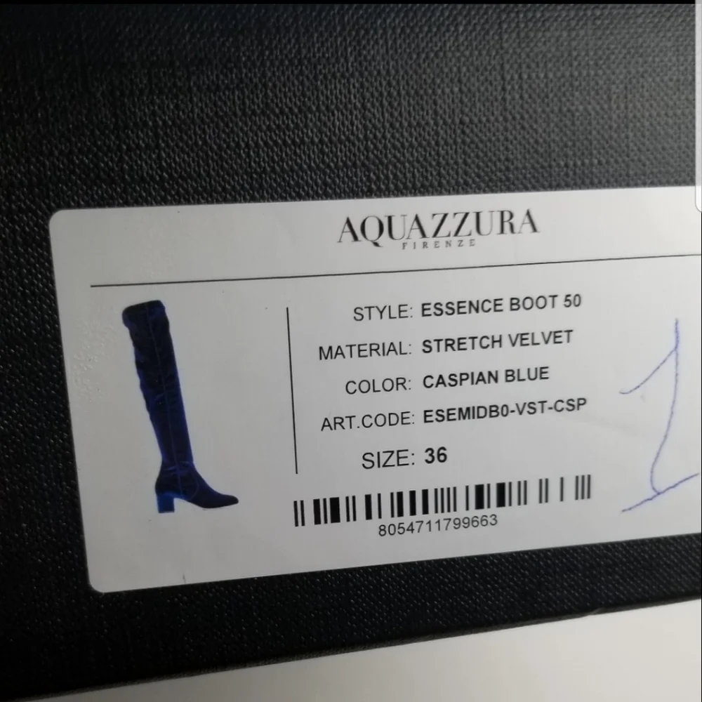 NWT Aquazurra Blue Velvet Over the knee boots